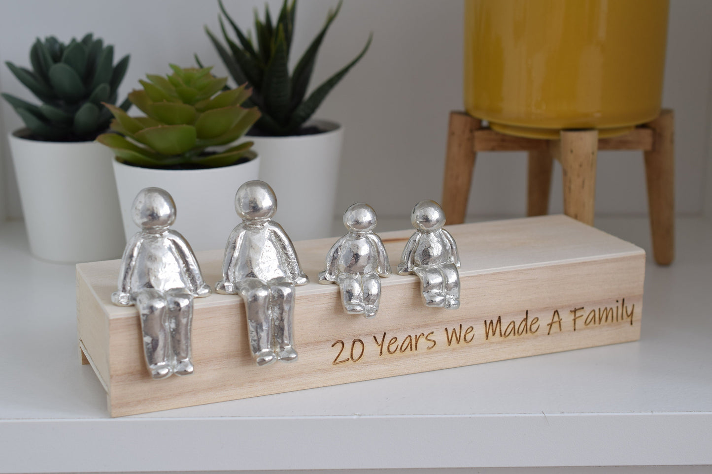 20 Years We Made a Family Sculpture Figurines - 20th Anniversary | Years 1 to 30 Available | Wooden Box Size & Grain Will Vary