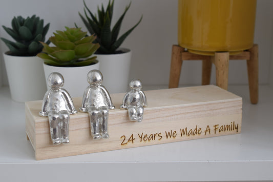 24 Years We Made a Family Sculpture Figurines - 24th Anniversary | Years 1 to 30 Available | Wooden Box Size & Grain Will Vary