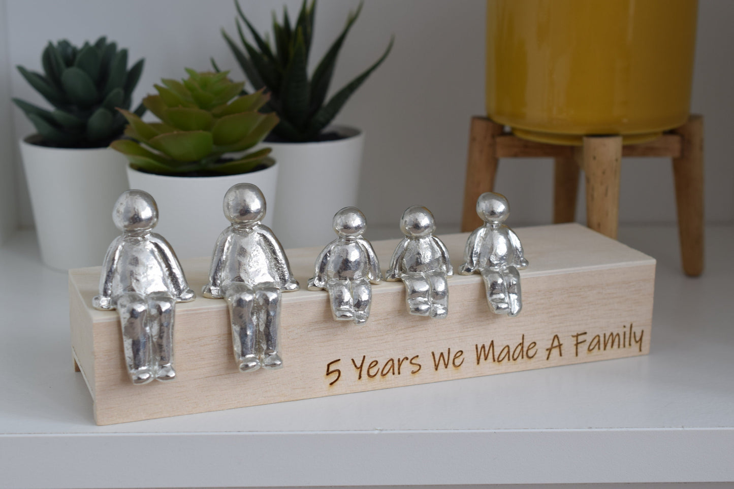 5 Years We Made a Family Sculpture Figurines - 5th Anniversary | Years 1 to 30 Available | Wooden Box Size & Grain Will Vary
