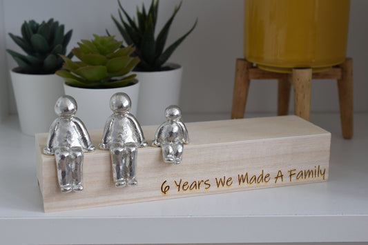 6 Years We Made a Family Sculpture Figurines - 6th Anniversary | Years 1 to 30 Available | Wooden Box Size & Grain Will Vary