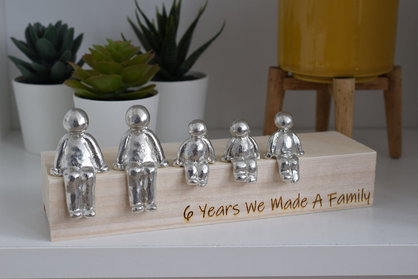 6 Years We Made a Family Sculpture Figurines - 6th Anniversary | Years 1 to 30 Available | Wooden Box Size & Grain Will Vary