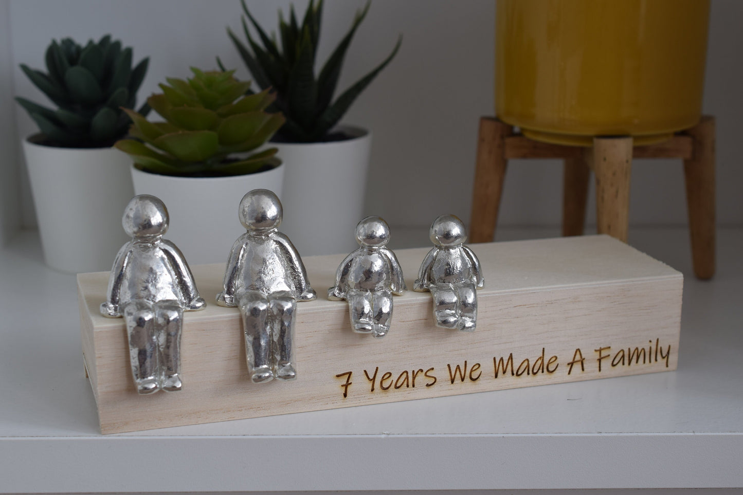 7 Years We Made a Family Sculpture Figurines - 7th Anniversary | Years 1 to 30 Available | Wooden Box Size & Grain Will Vary