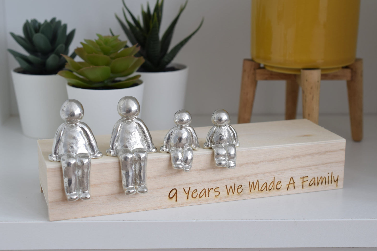 9 Years We Made a Family Sculpture Figurines - 9th Anniversary | Years 1 to 30 Available | Wooden Box Size & Grain Will Vary