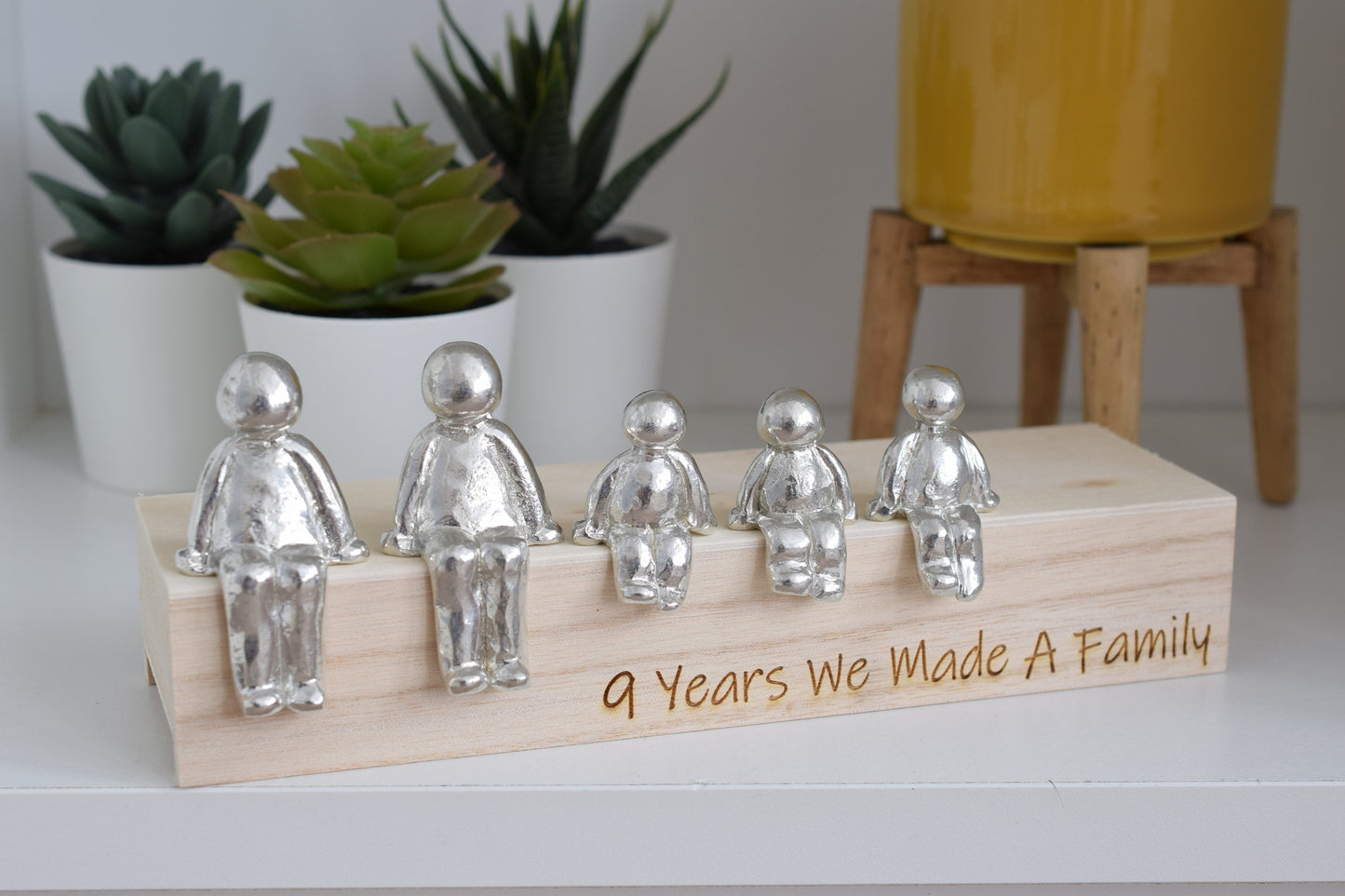 9 Years We Made a Family Sculpture Figurines - 9th Anniversary | Years 1 to 30 Available | Wooden Box Size & Grain Will Vary