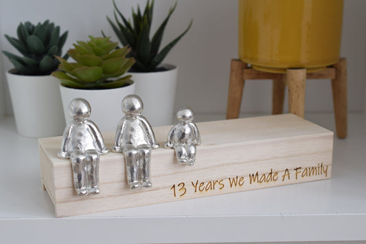 13 Years We Made a Family Sculpture Figurines - 13th Anniversary | Years 1 to 30 Available | Wooden Box Size & Grain Will Vary