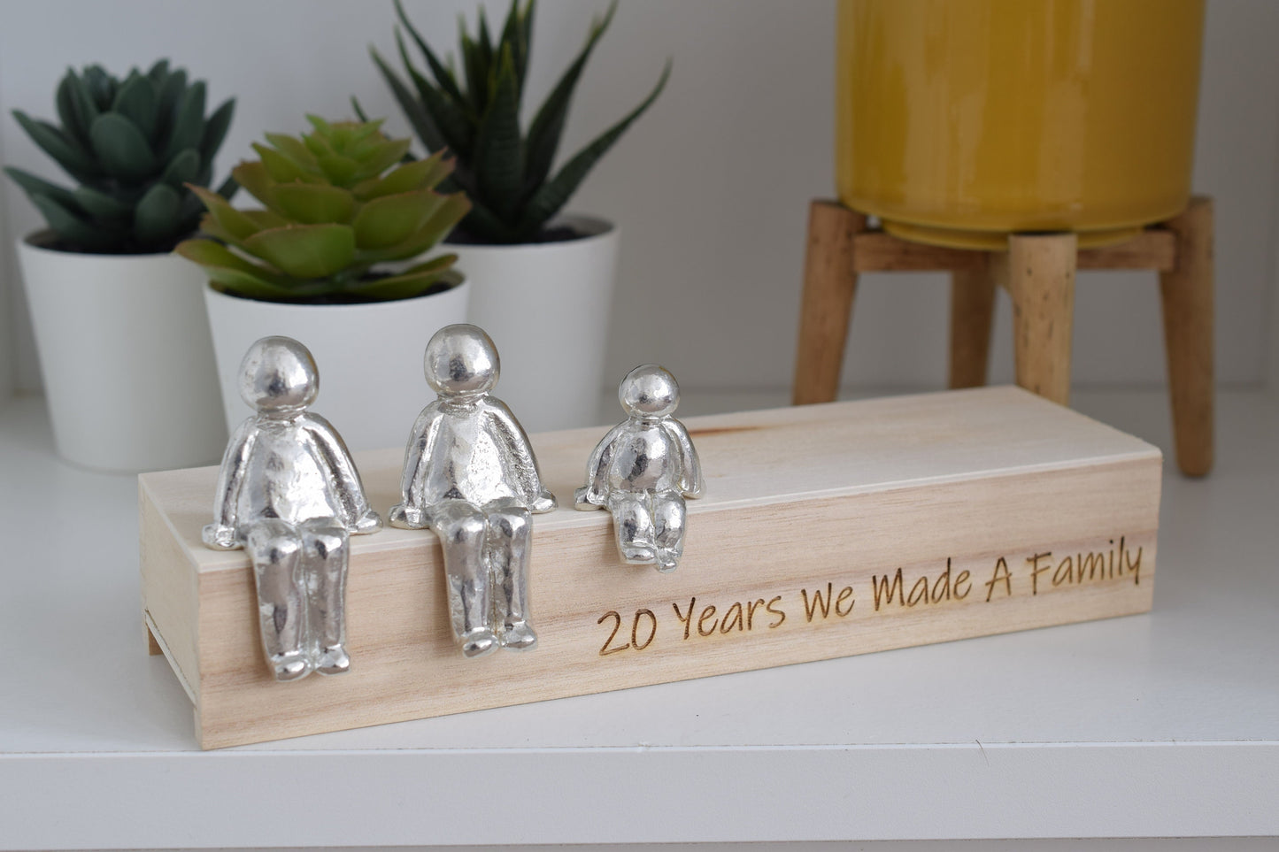 20 Years We Made a Family Sculpture Figurines - 20th Anniversary | Years 1 to 30 Available | Wooden Box Size & Grain Will Vary