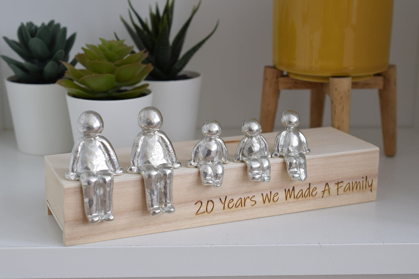 20 Years We Made a Family Sculpture Figurines - 20th Anniversary | Years 1 to 30 Available | Wooden Box Size & Grain Will Vary