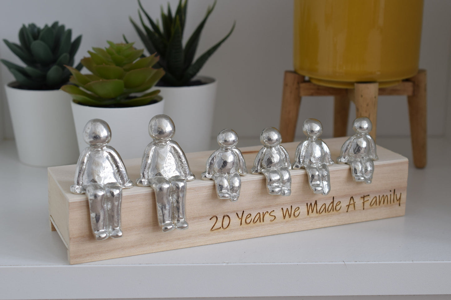 20 Years We Made a Family Sculpture Figurines - 20th Anniversary | Years 1 to 30 Available | Wooden Box Size & Grain Will Vary