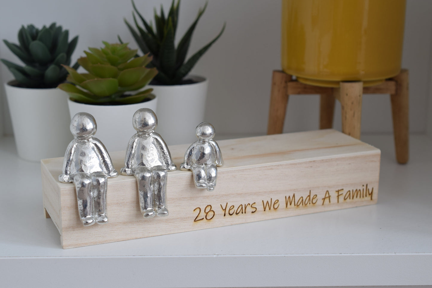 28 Years We Made a Family Sculpture Figurines - 28th Anniversary | Years 1 to 30 Available | Wooden Box Size & Grain Will Vary