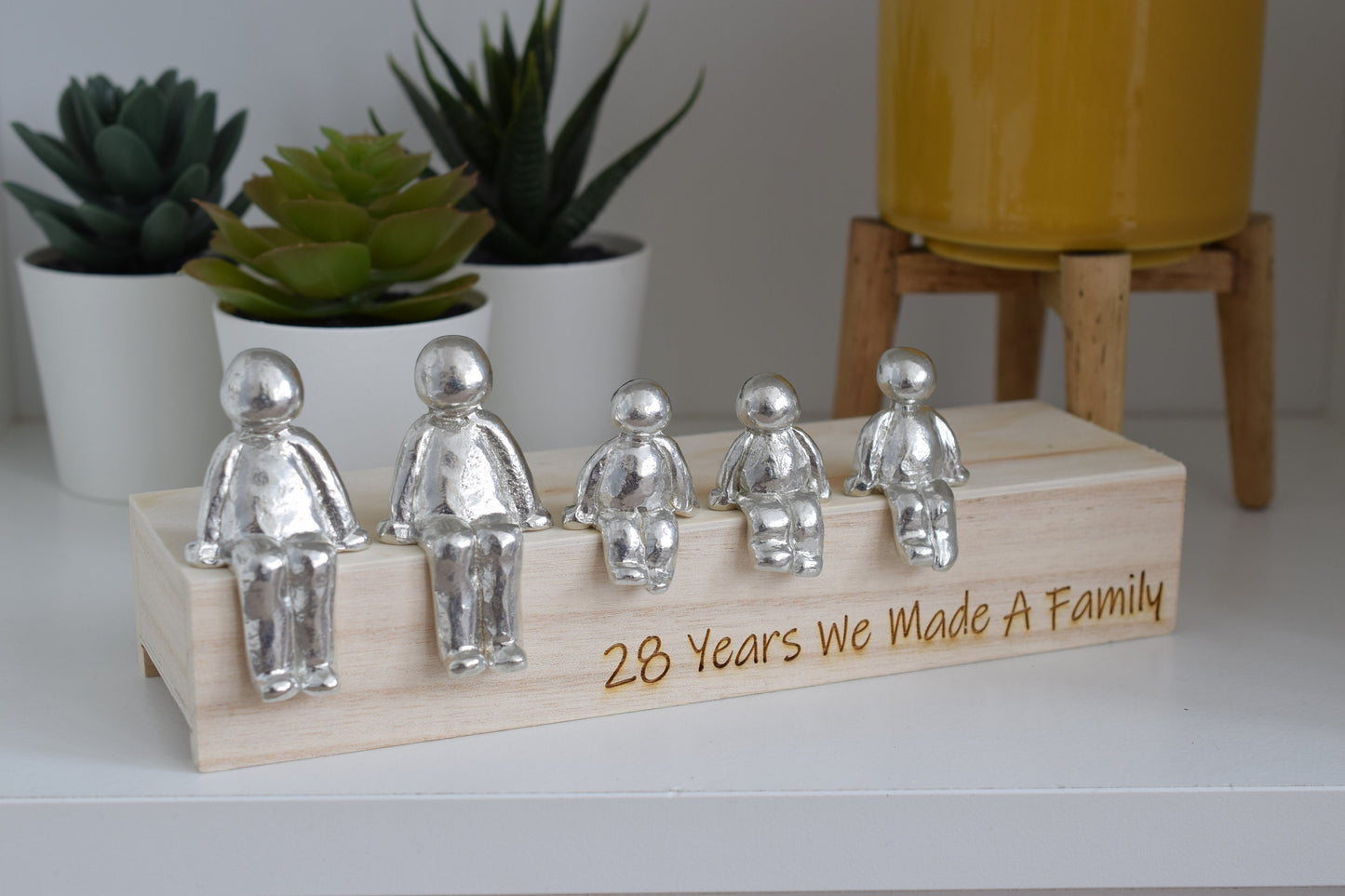 28 Years We Made a Family Sculpture Figurines - 28th Anniversary | Years 1 to 30 Available | Wooden Box Size & Grain Will Vary