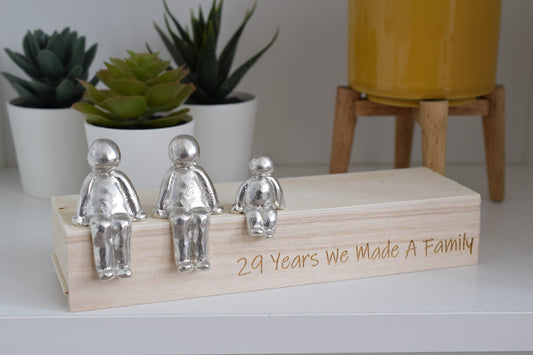 29 Years We Made a Family Sculpture Figurines - 29th Anniversary | Years 1 to 30 Available | Wooden Box Size & Grain Will Vary
