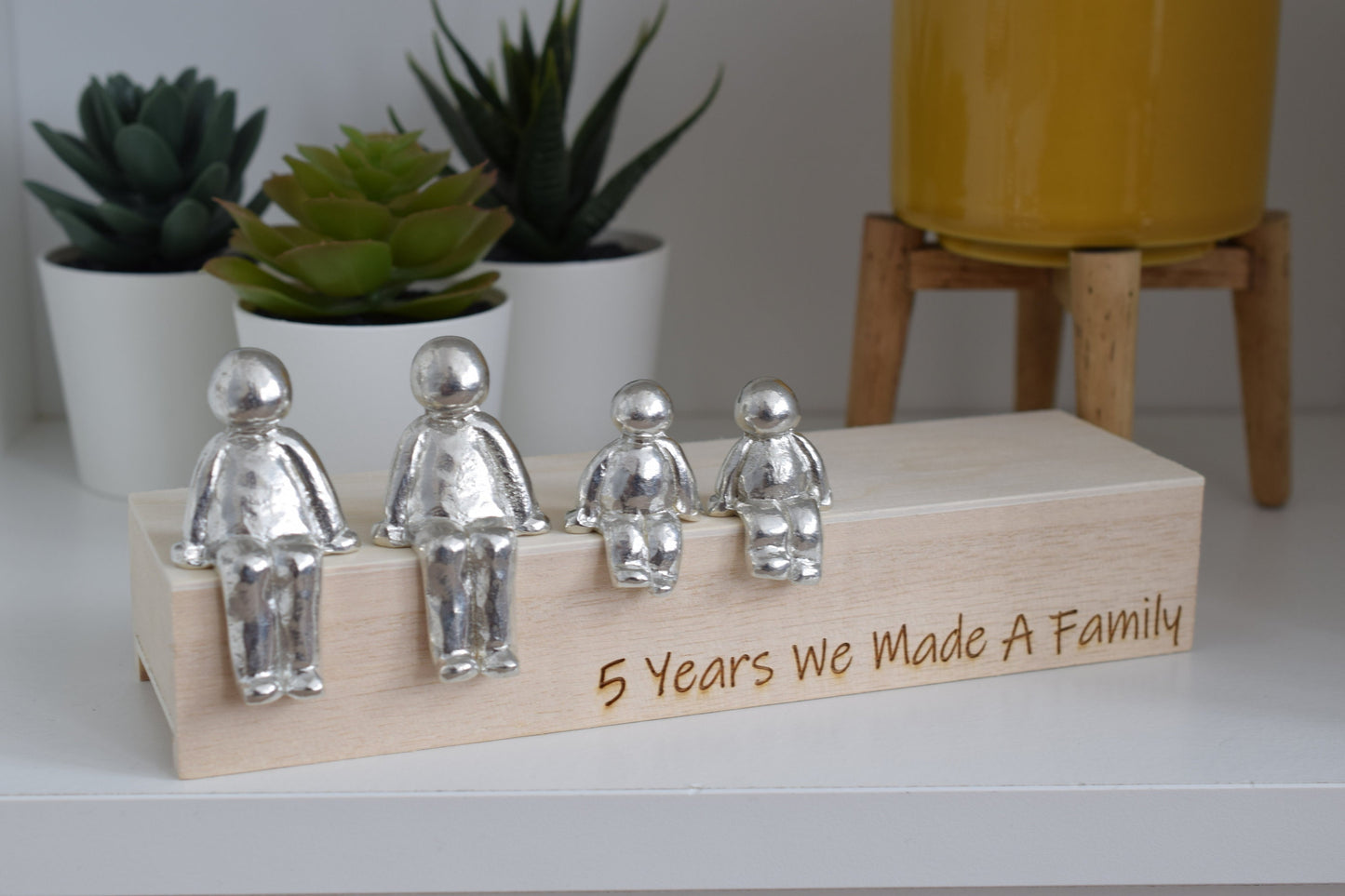 5 Years We Made a Family Sculpture Figurines - 5th Anniversary | Years 1 to 30 Available | Wooden Box Size & Grain Will Vary
