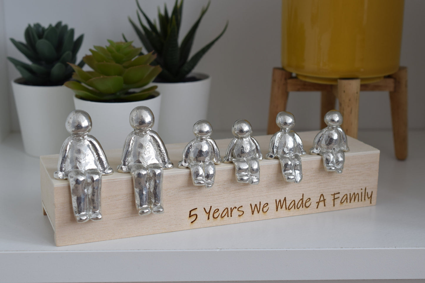 5 Years We Made a Family Sculpture Figurines - 5th Anniversary | Years 1 to 30 Available | Wooden Box Size & Grain Will Vary