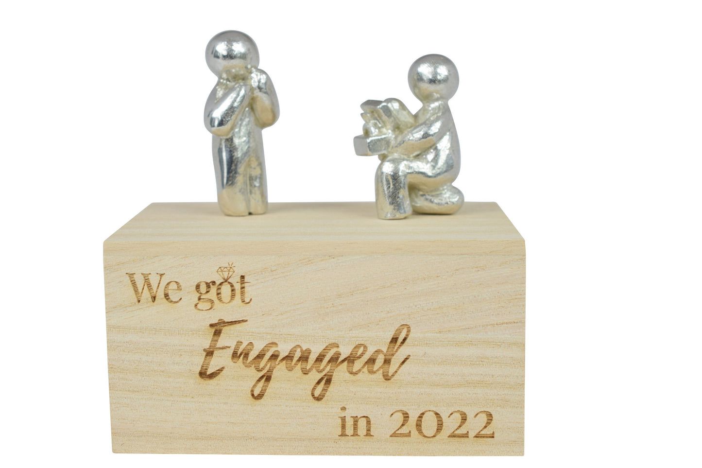 We Got Engaged in 2022 - Engaged Figures on a Wooden Box | Proposal Gift | Engagement Gift | Part of the We Made a Family Range