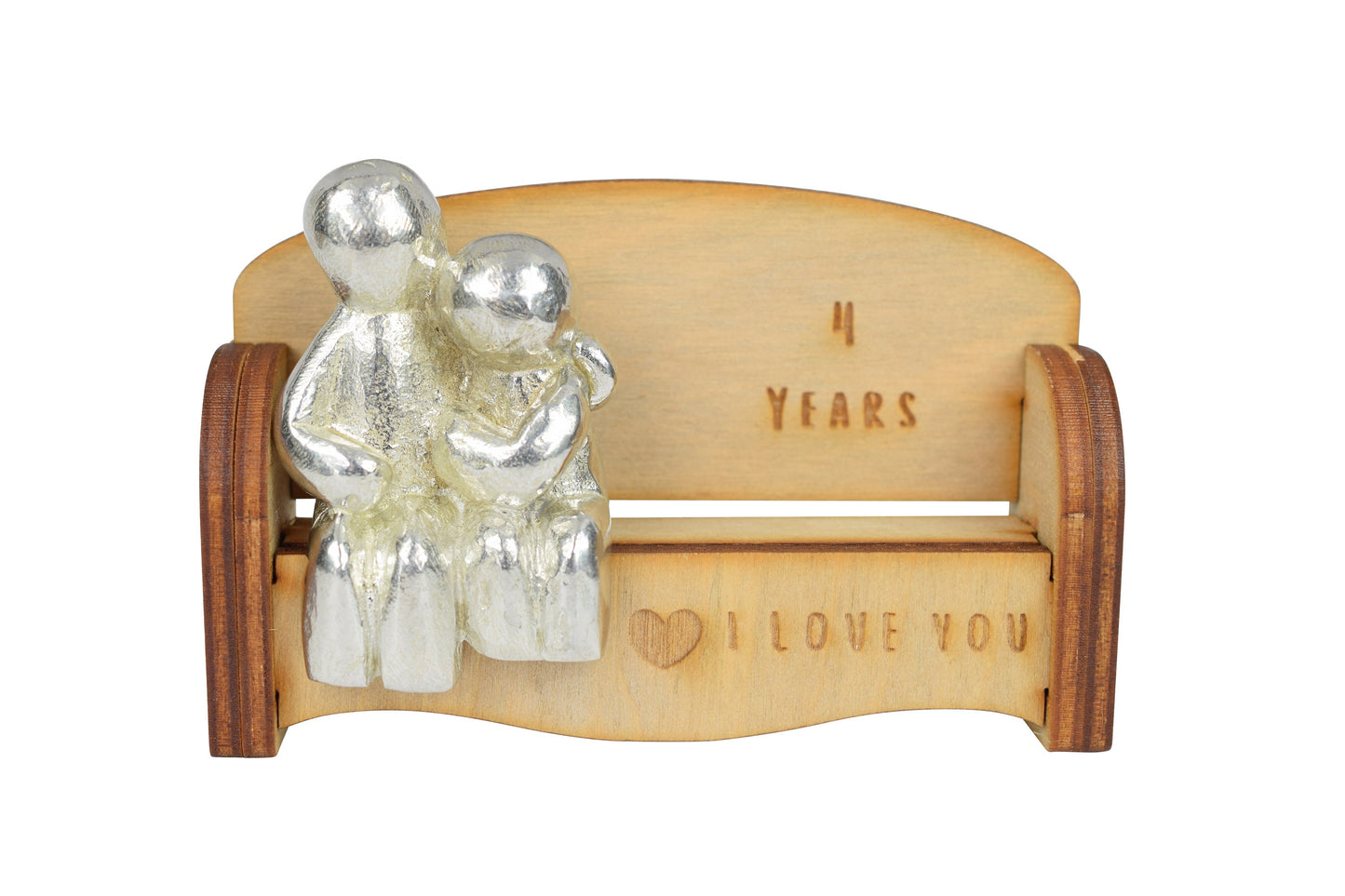 4 Years - Cuddling Couple on the Sofa | I Love You Gift | Wooden Sofa Bench | Part of the We Made a Family Range