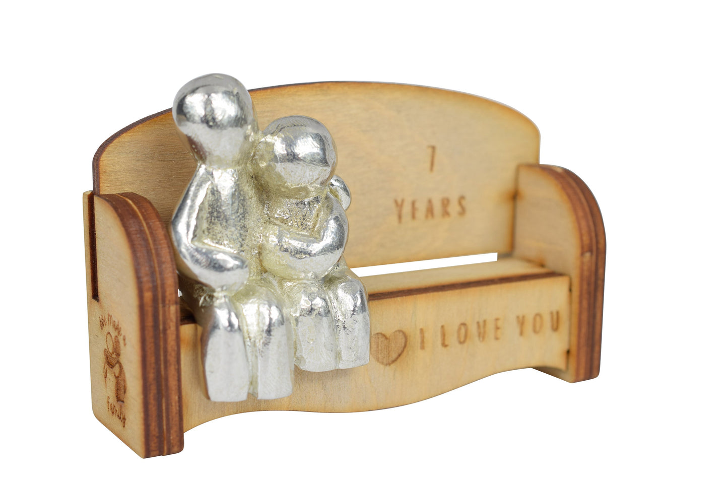 7 Years - Cuddling Couple on the Sofa | I Love You Gift | Wooden Sofa Bench | Part of the We Made a Family Range