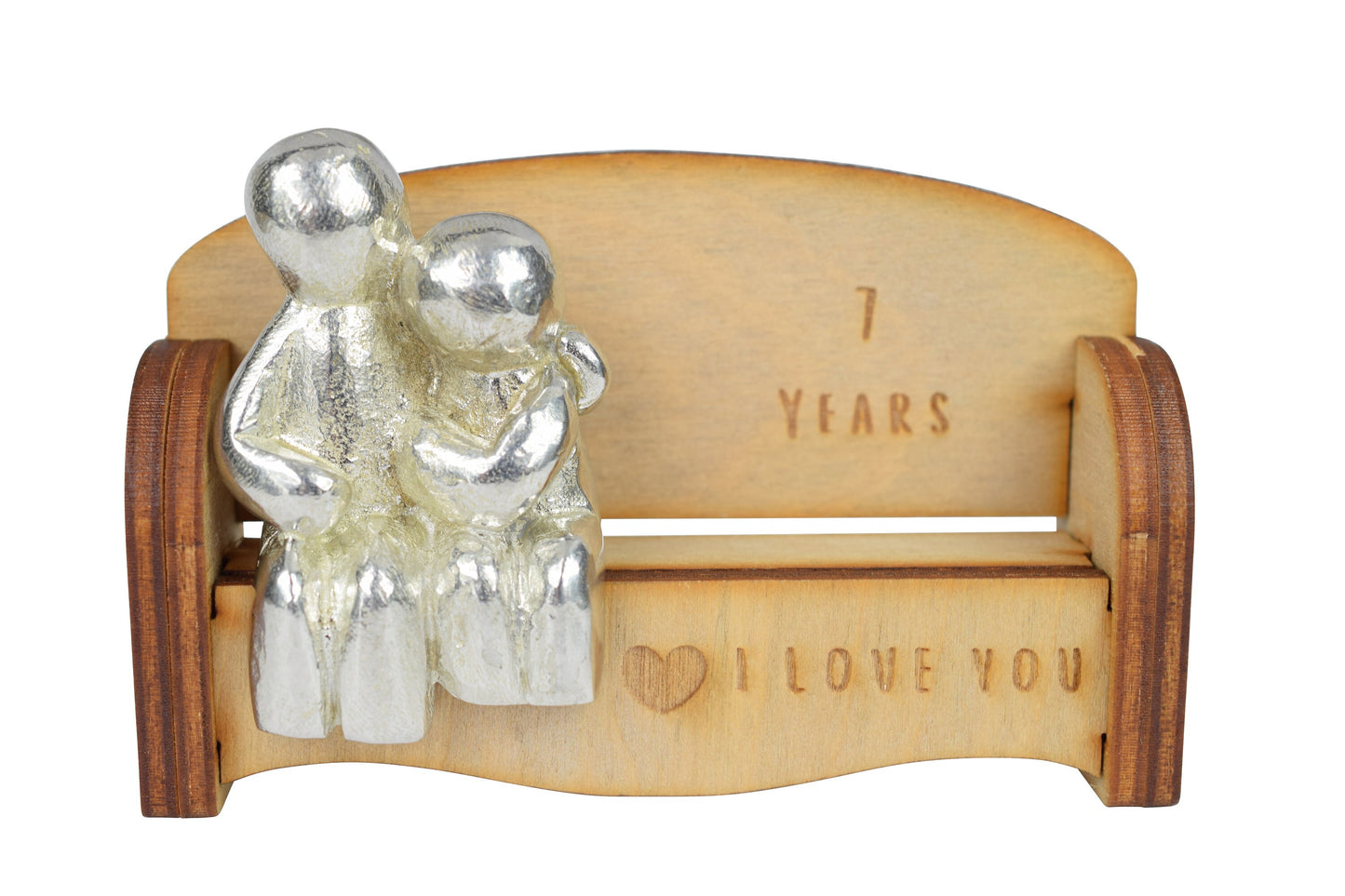 7 Years - Cuddling Couple on the Sofa | I Love You Gift | Wooden Sofa Bench | Part of the We Made a Family Range