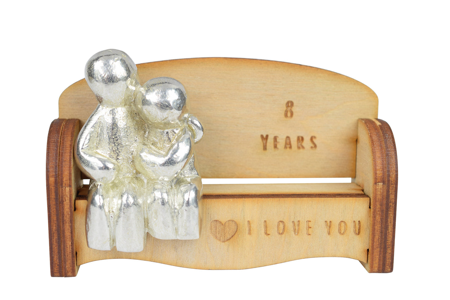 8 Years - Cuddling Couple on the Sofa | I Love You Gift | Wooden Sofa Bench | Part of the We Made a Family Range