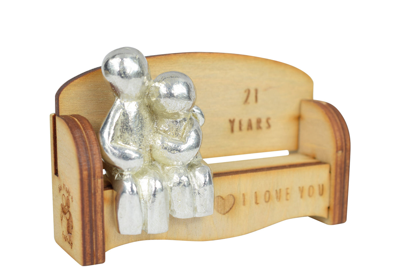 21 Years - Cuddling Couple on the Sofa | I Love You Gift | Wooden Sofa Bench | Part of the We Made a Family Range