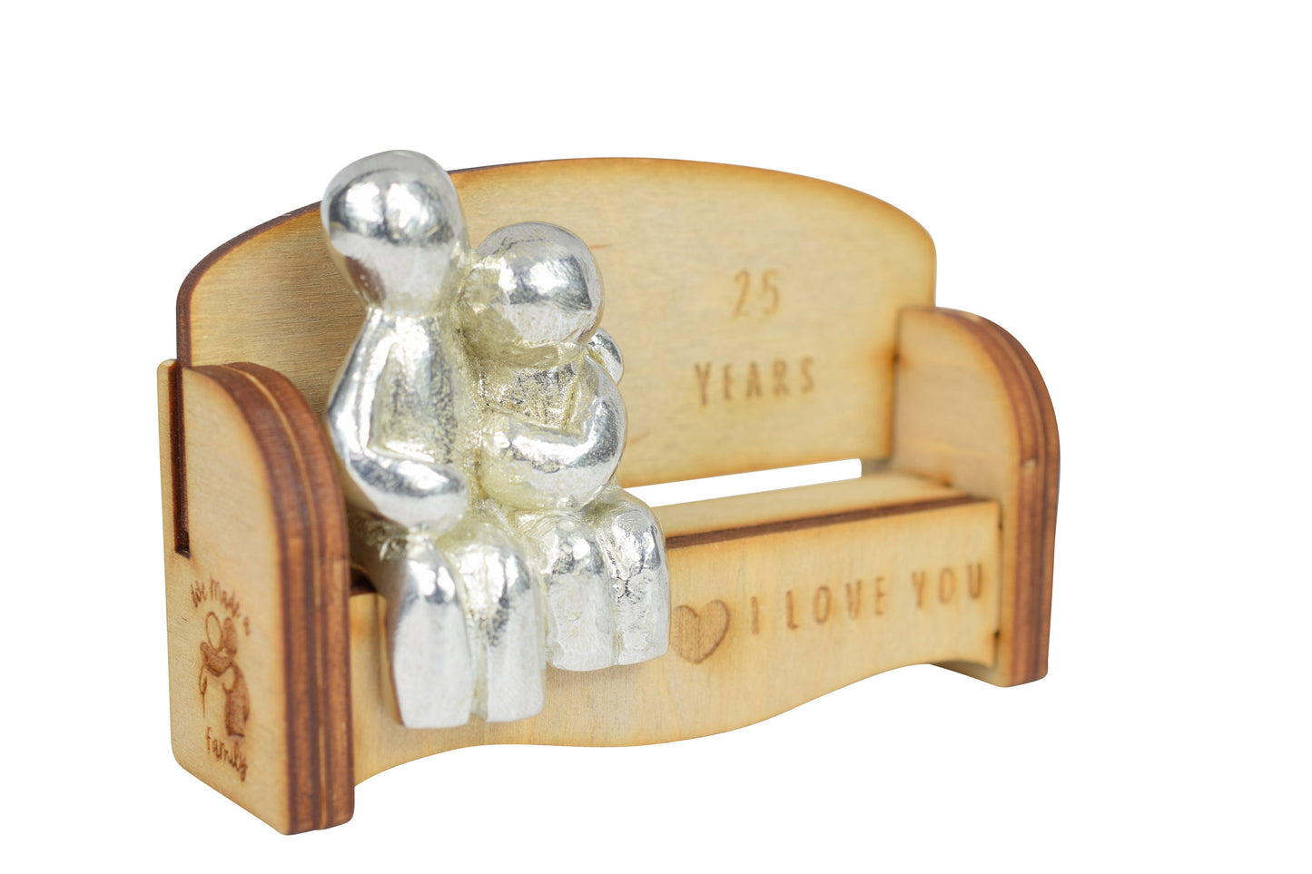 25 Years - Cuddling Couple on the Sofa | I Love You Gift | Wooden Sofa Bench | Part of the We Made a Family Range