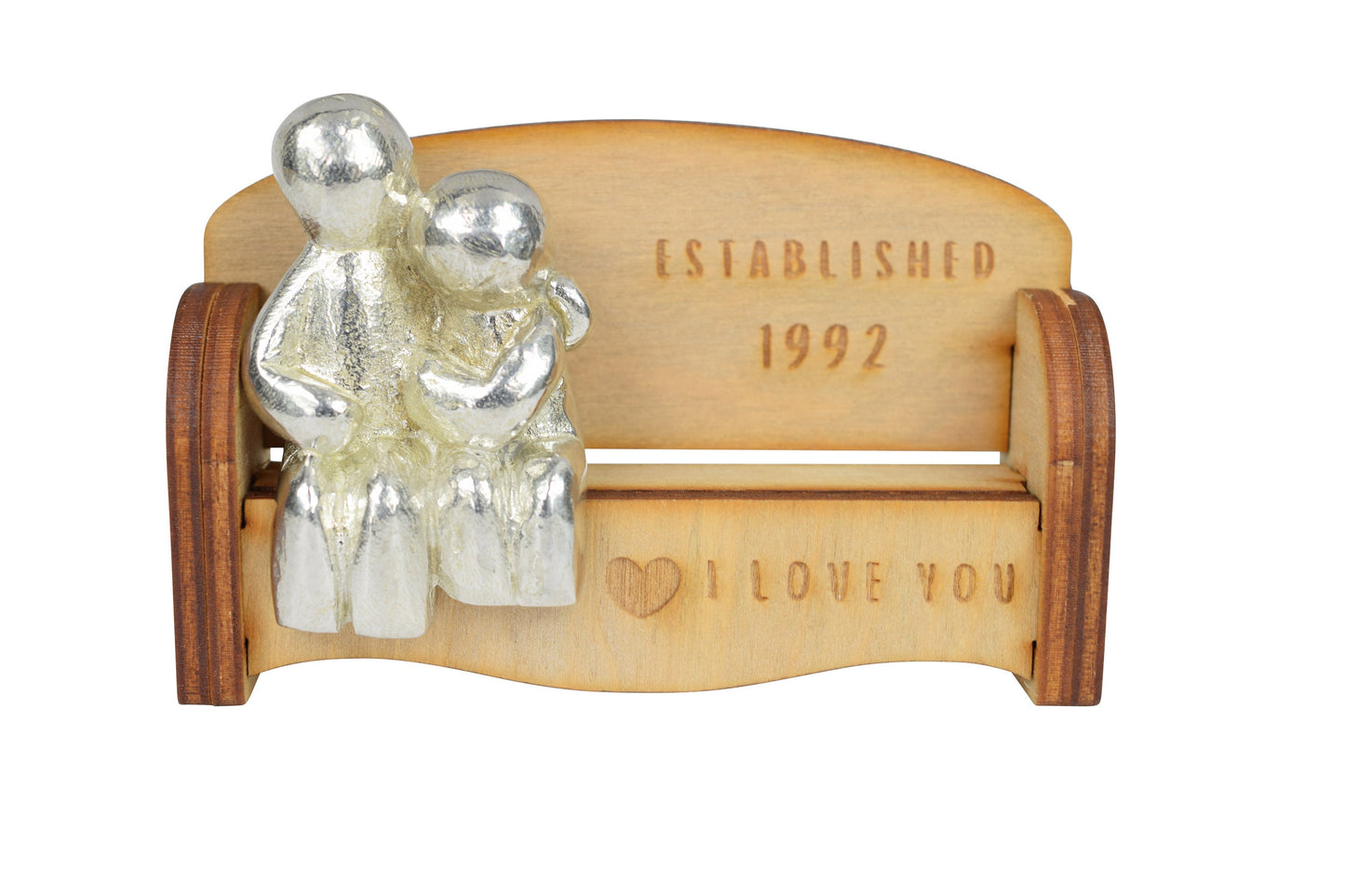 Established 1992 - Cuddling Couple on the Sofa | I Love You Gift | Wooden Sofa Bench | Part of the We Made a Family Range