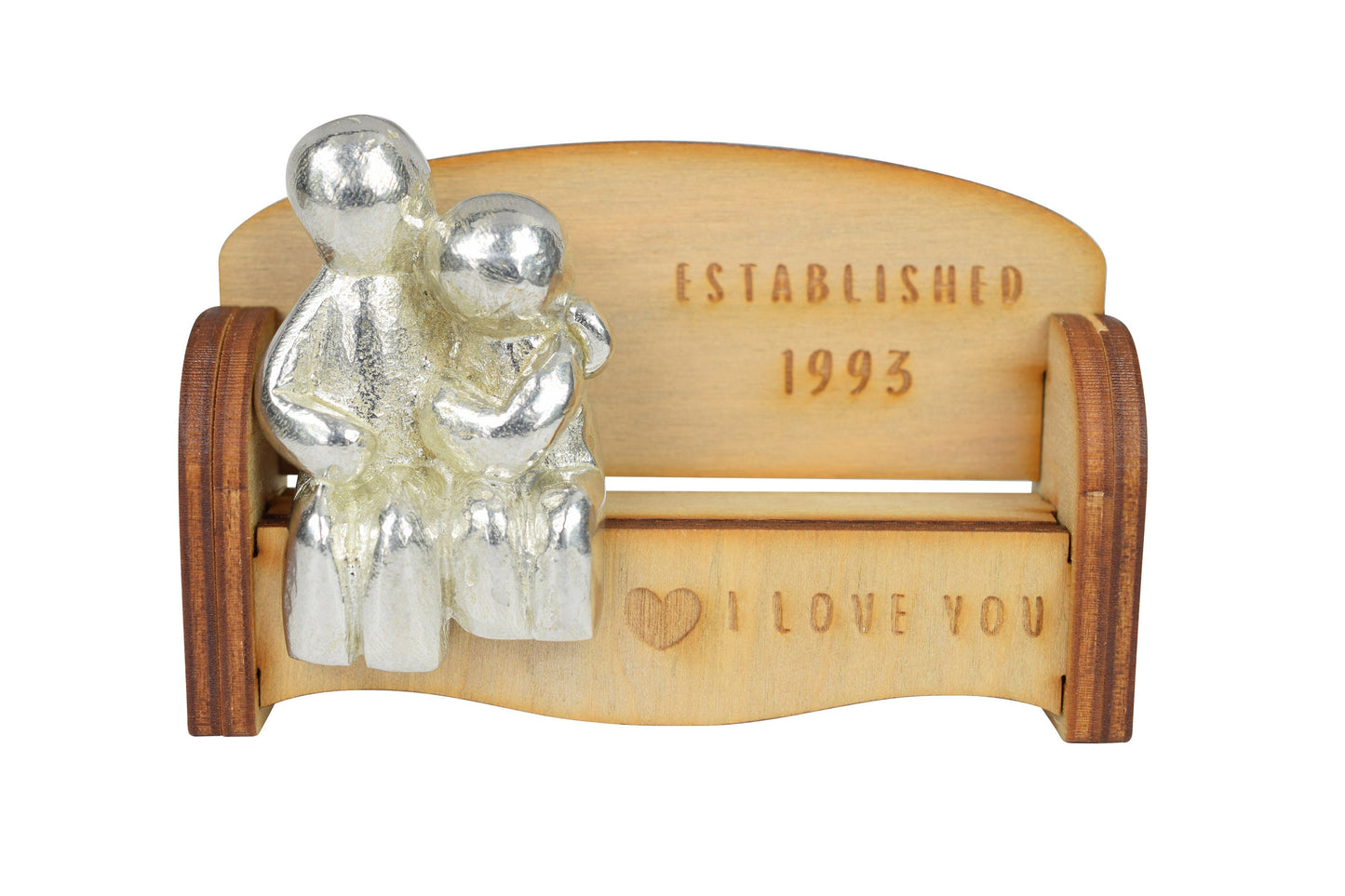 Established 1993 - Cuddling Couple on the Sofa | I Love You Gift | Wooden Sofa Bench | Part of the We Made a Family Range