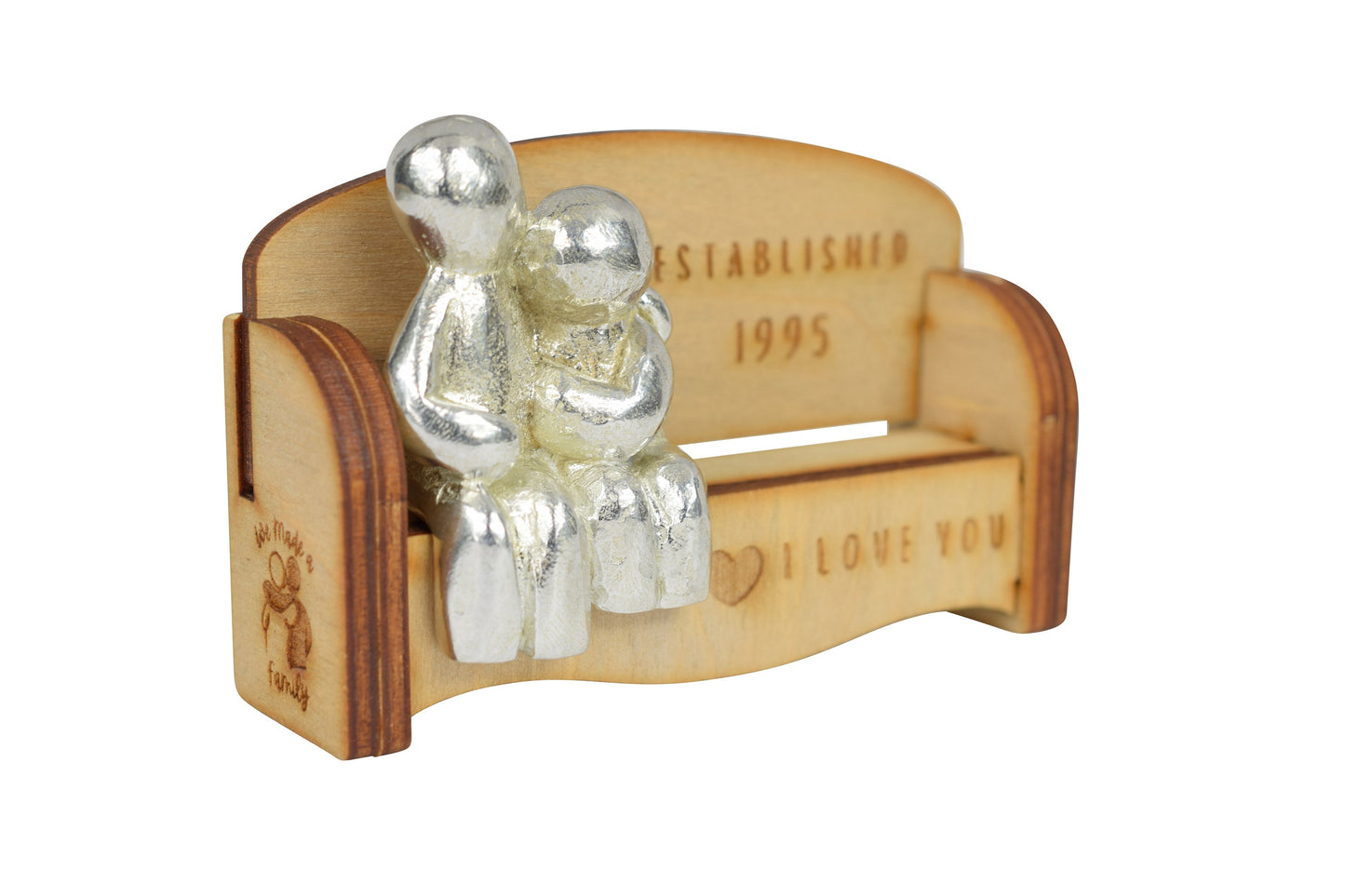 Established 1995 - Cuddling Couple on the Sofa | I Love You Gift | Wooden Sofa Bench | Part of the We Made a Family Range