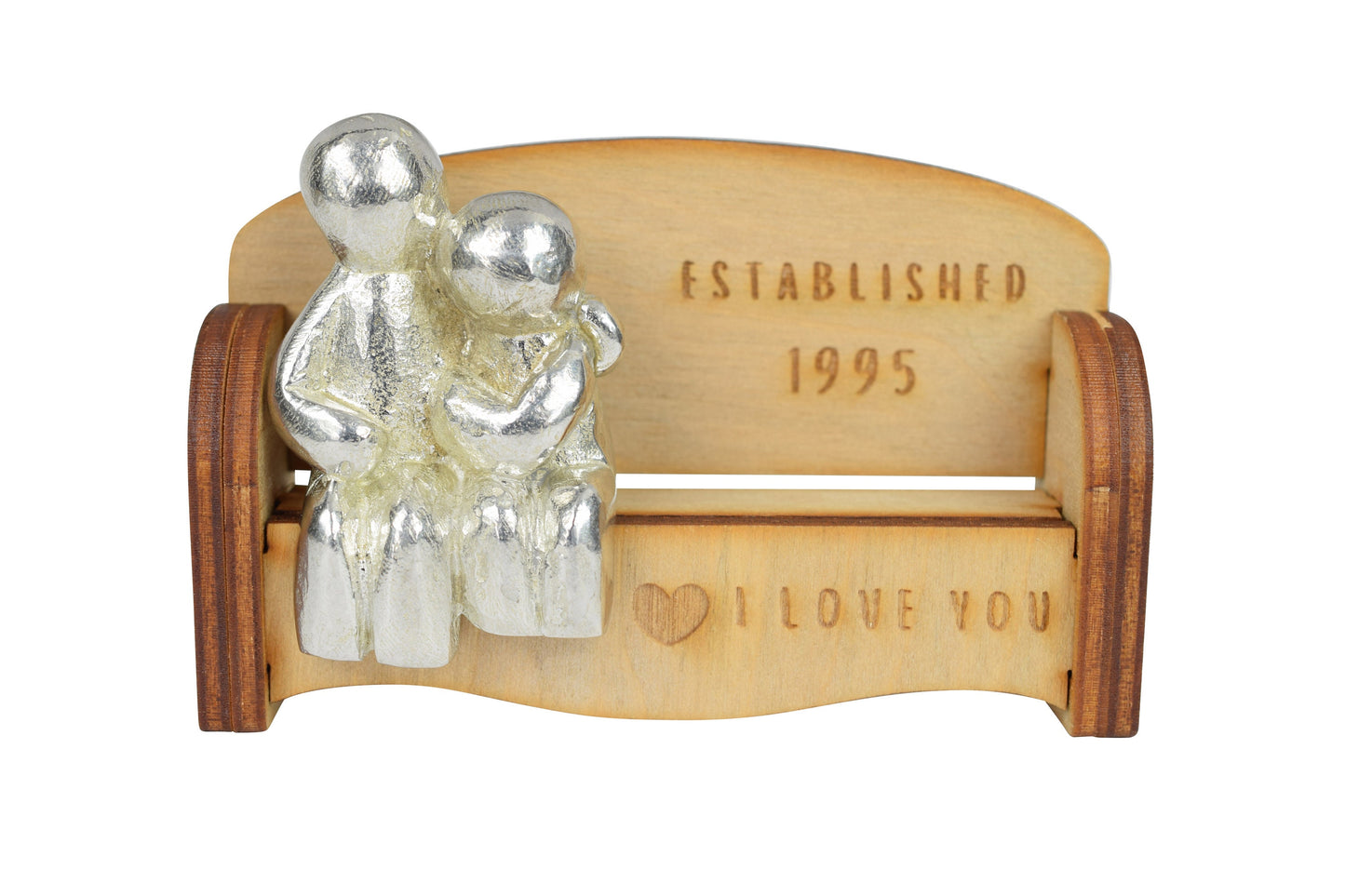 Established 1995 - Cuddling Couple on the Sofa | I Love You Gift | Wooden Sofa Bench | Part of the We Made a Family Range