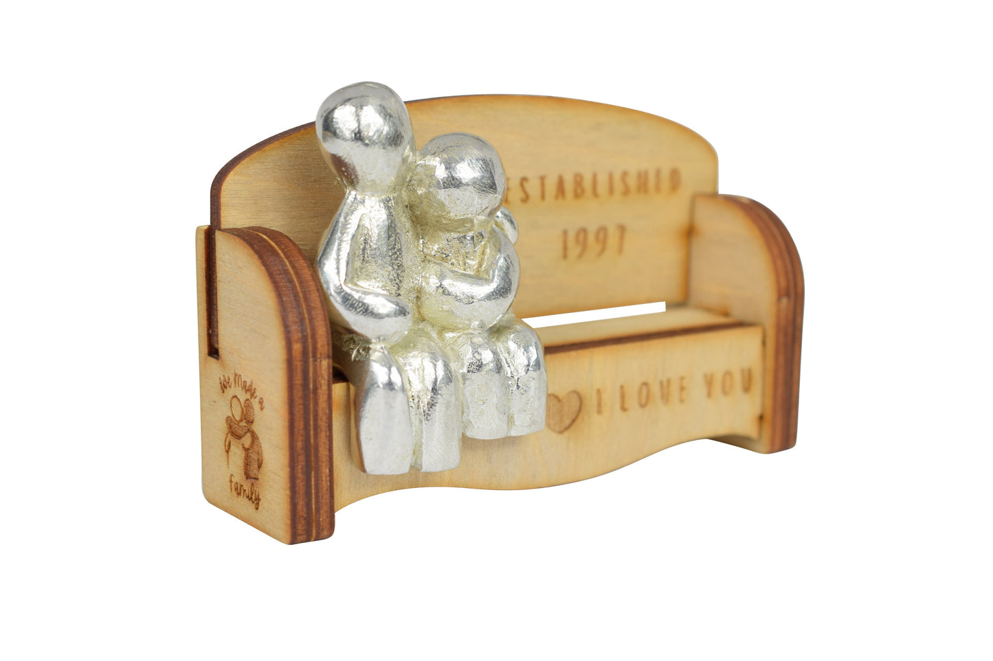 Established 1997 - Cuddling Couple on the Sofa | I Love You Gift | Wooden Sofa Bench | Part of the We Made a Family Range