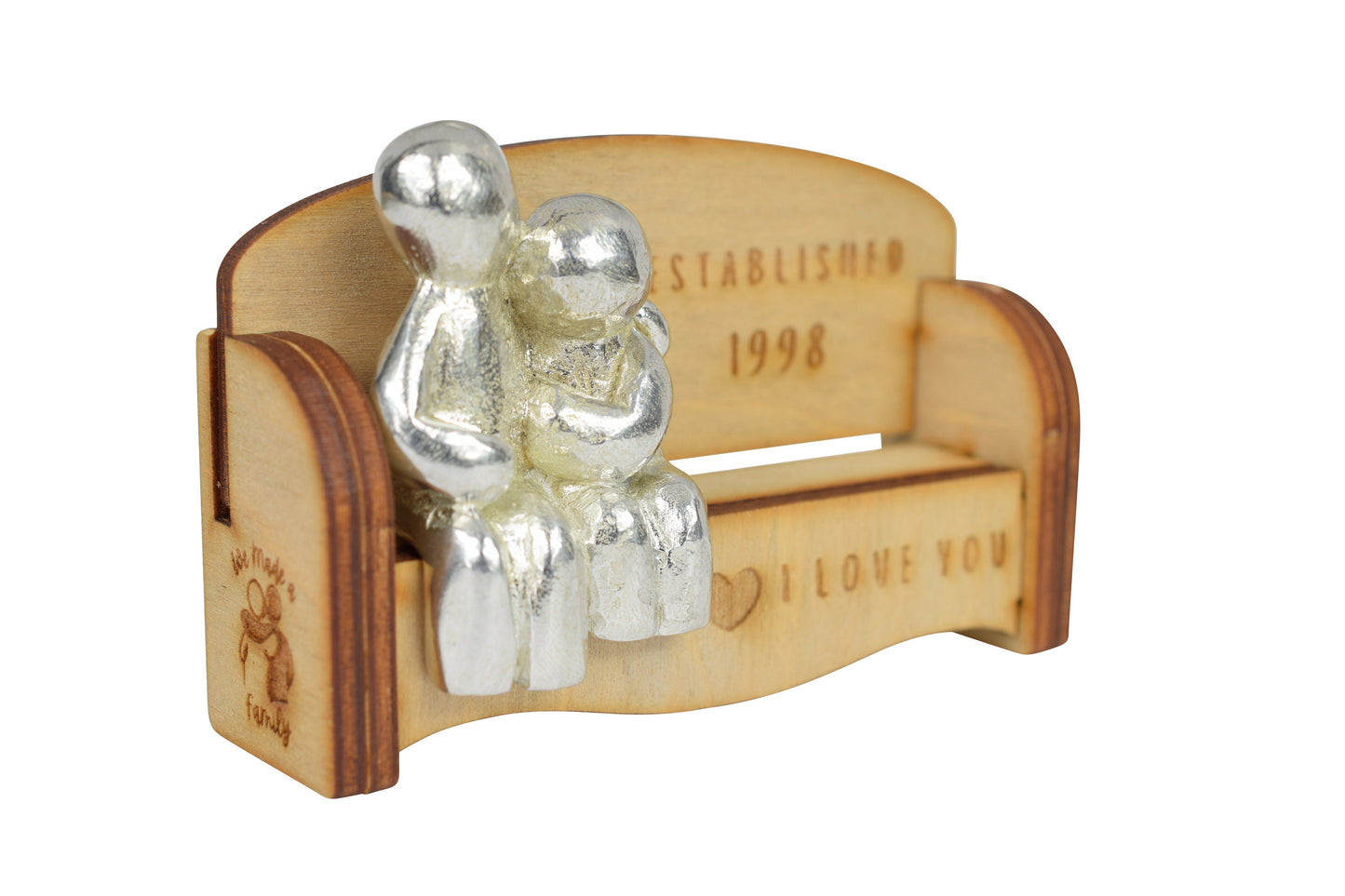 Established 1998 - Cuddling Couple on the Sofa | I Love You Gift | Wooden Sofa Bench | Part of the We Made a Family Range