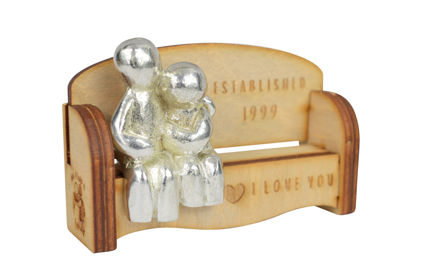 Established 1999 - Cuddling Couple on the Sofa | I Love You Gift | Wooden Sofa Bench | Part of the We Made a Family Range