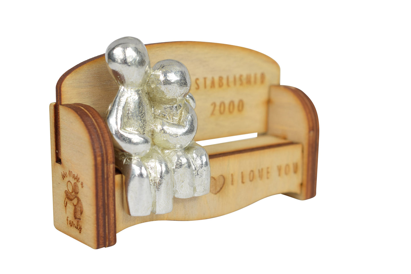 Established 2000 - Cuddling Couple on the Sofa | I Love You Gift | Wooden Sofa Bench | Part of the We Made a Family Range