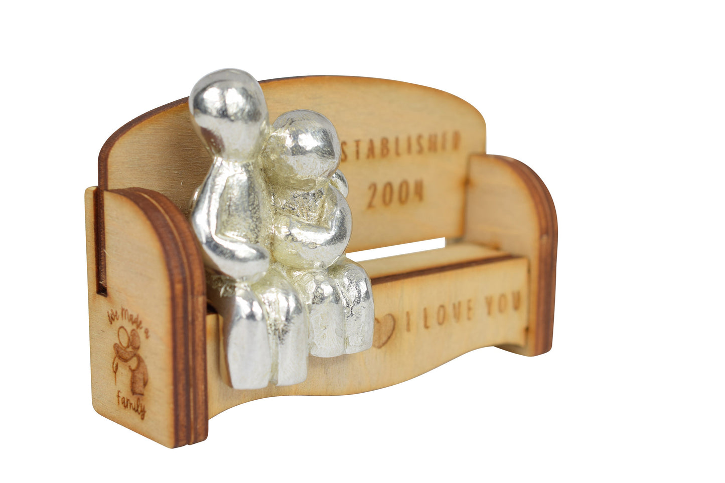 Established 2004 - Cuddling Couple on the Sofa | I Love You Gift | Wooden Sofa Bench | Part of the We Made a Family Range