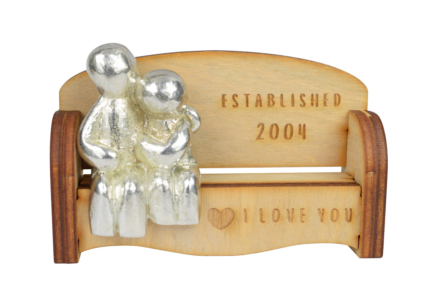 Established 2004 - Cuddling Couple on the Sofa | I Love You Gift | Wooden Sofa Bench | Part of the We Made a Family Range