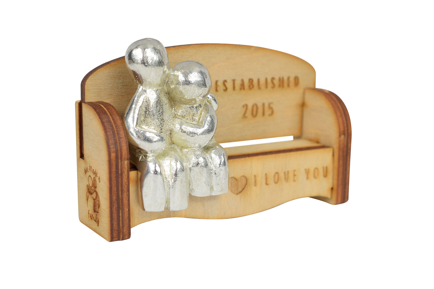 Established 2015 - Cuddling Couple on the Sofa | I Love You Gift | Wooden Sofa Bench | Part of the We Made a Family Range