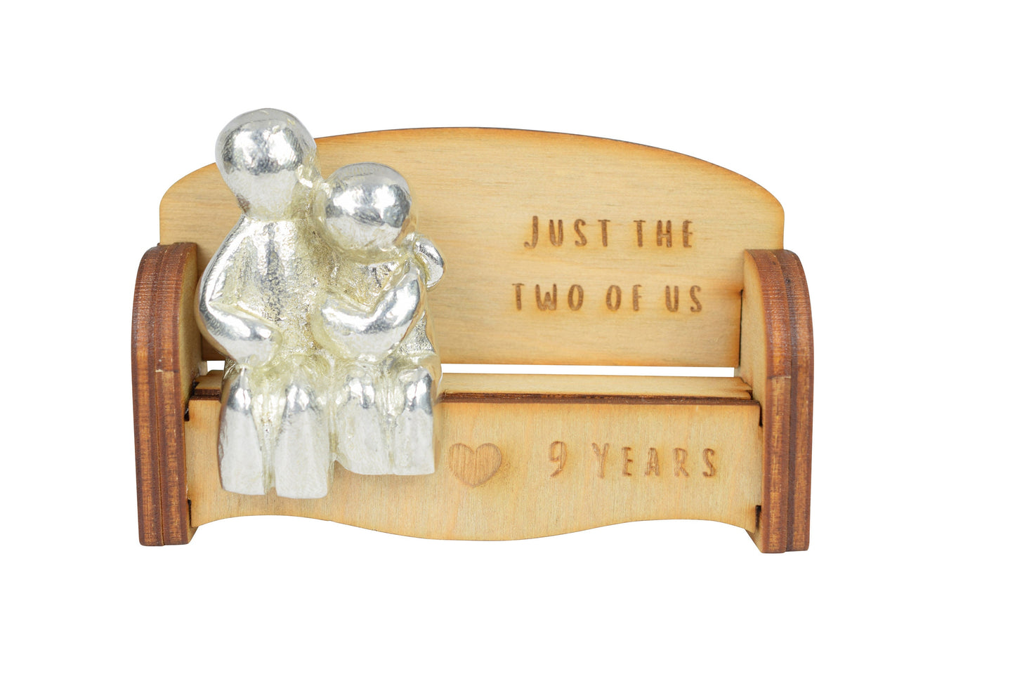Just the two of us - 9 Years | Cuddling Couple on the Sofa | I Love You Gift | Wooden Sofa Bench | Part of the We Made a Family Range