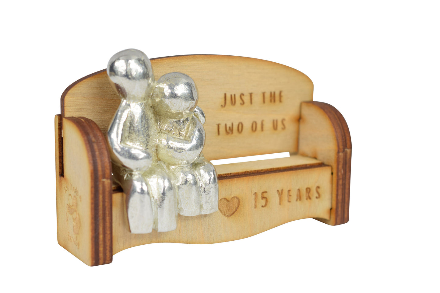 Just the two of us - 15 Years | Cuddling Couple on the Sofa | I Love You Gift | Wooden Sofa Bench | Part of the We Made a Family Range