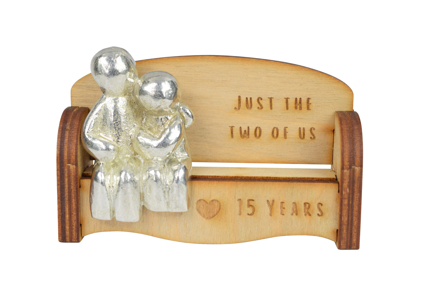 Just the two of us - 15 Years | Cuddling Couple on the Sofa | I Love You Gift | Wooden Sofa Bench | Part of the We Made a Family Range