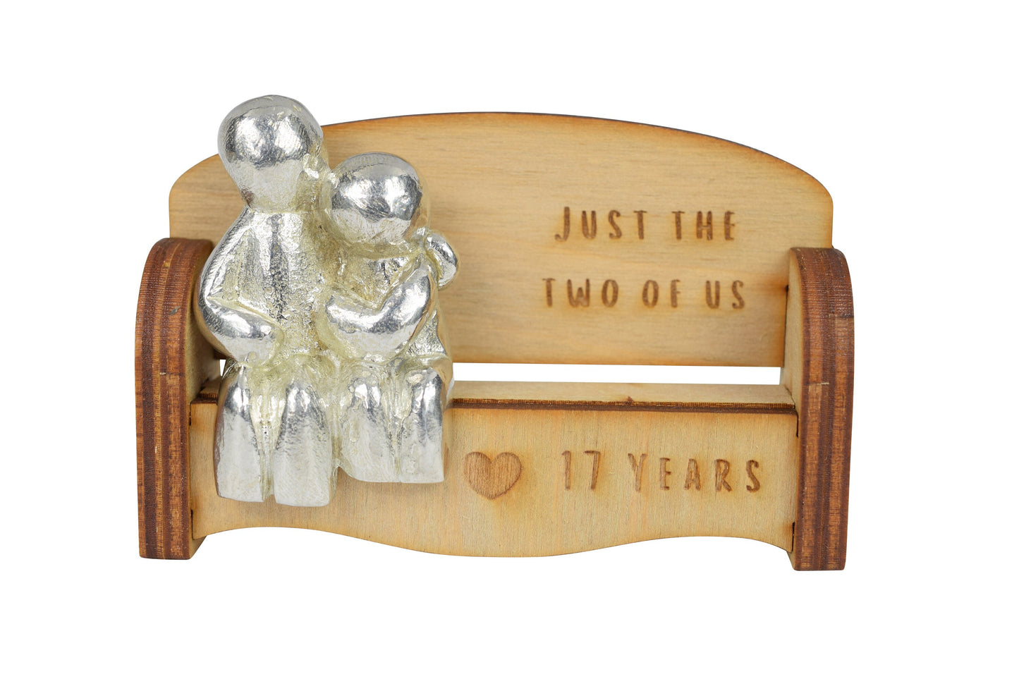 Just the two of us - 17 Years | Cuddling Couple on the Sofa | I Love You Gift | Wooden Sofa Bench | Part of the We Made a Family Range