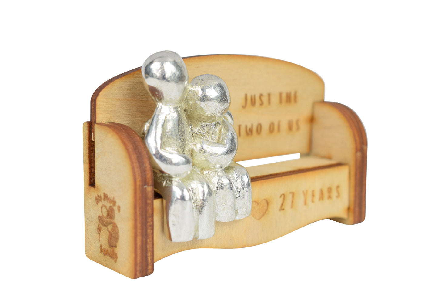 Just the two of us - 27 Years | Cuddling Couple on the Sofa | I Love You Gift | Wooden Sofa Bench | Part of the We Made a Family Range