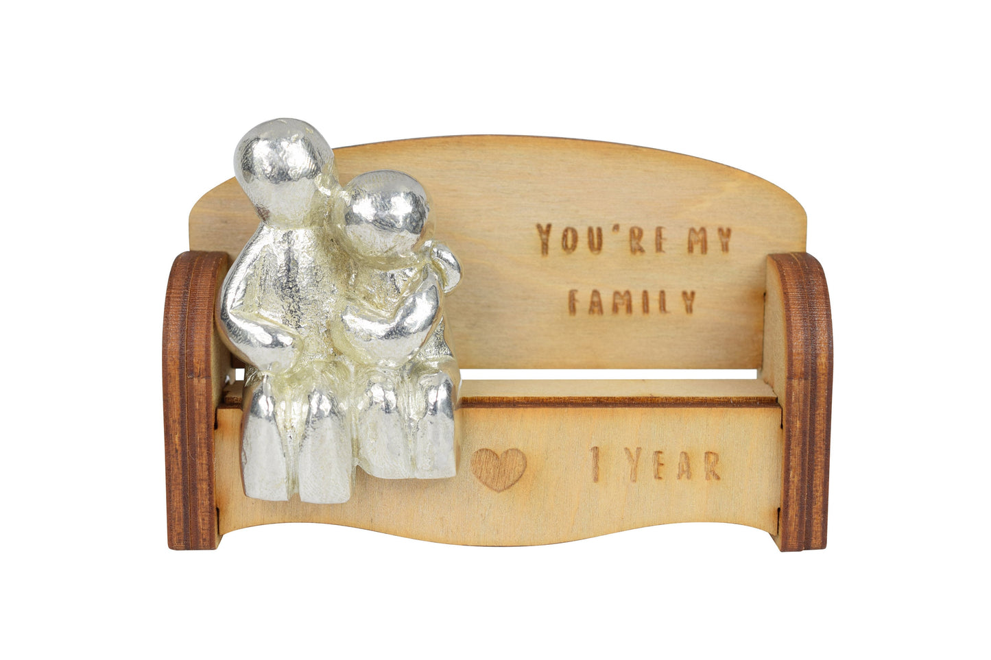 You're my family - 1 Years | Cuddling Couple on the Sofa | I Love You Gift | Wooden Sofa Bench | Part of the We Made a Family Range