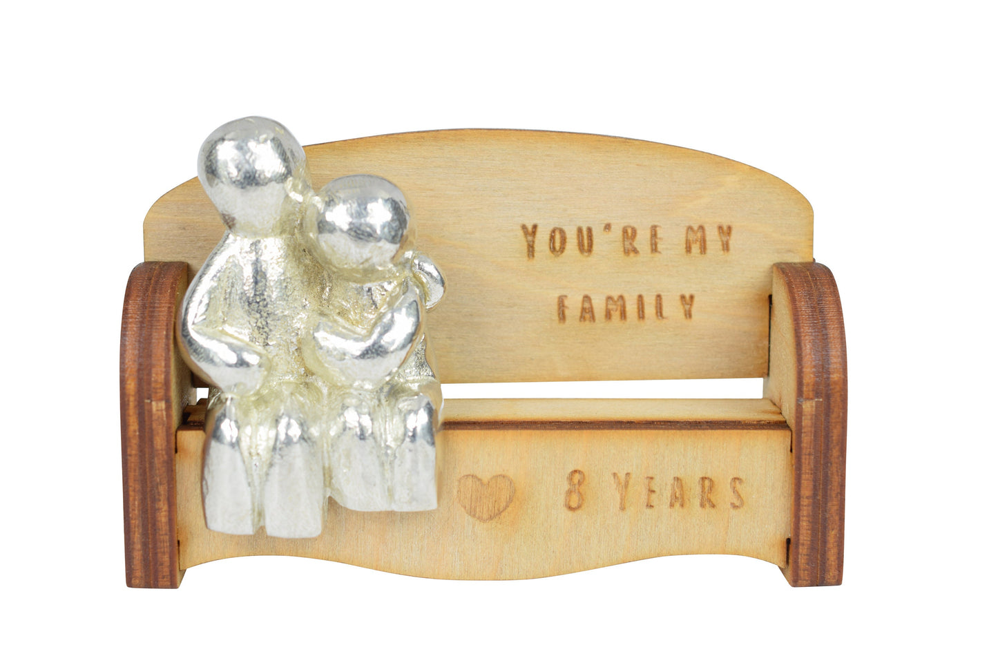 You're my family - 8 Years | Cuddling Couple on the Sofa | I Love You Gift | Wooden Sofa Bench | Part of the We Made a Family Range