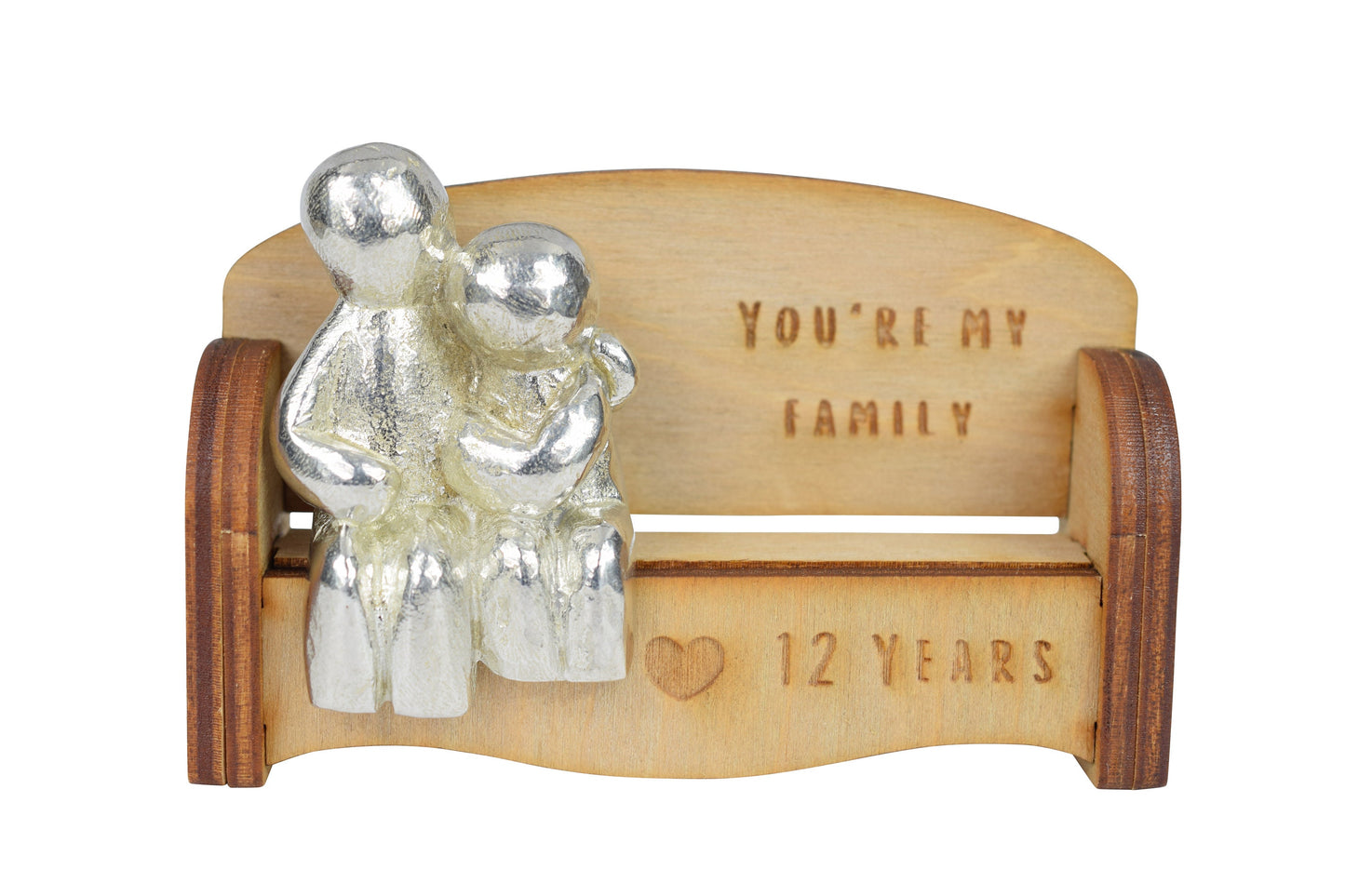 You're my family - 12 Years | Cuddling Couple on the Sofa | I Love You Gift | Wooden Sofa Bench | Part of the We Made a Family Range