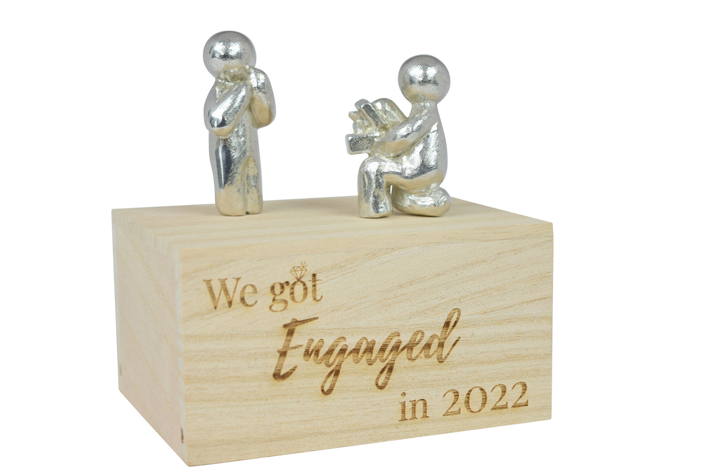 We Got Engaged in 2022 - Engaged Figures on a Wooden Box | Proposal Gift | Engagement Gift | Part of the We Made a Family Range