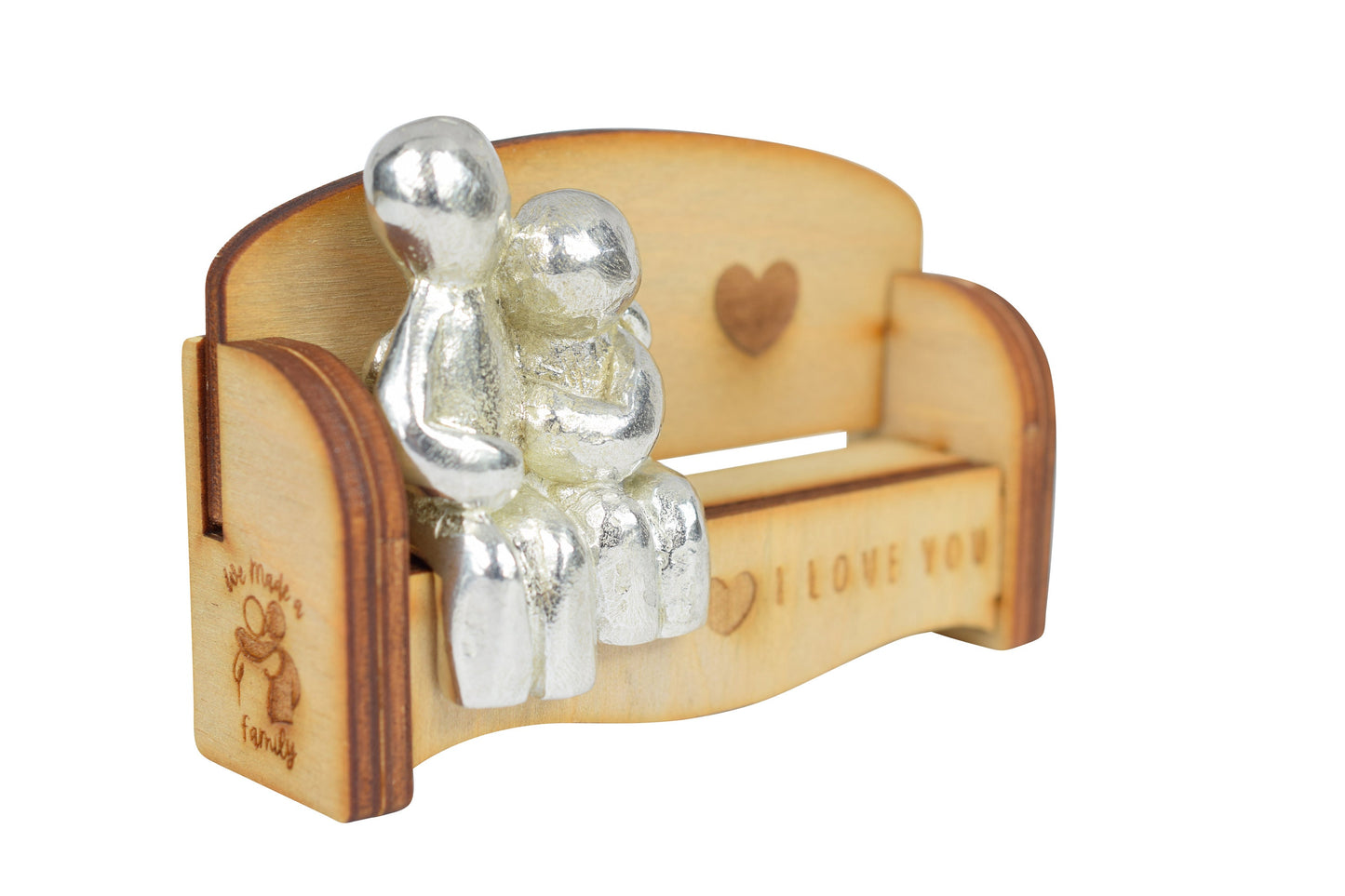 Cuddling Couple on the Sofa | I Love You Gift | Wooden Sofa Bench | Part of the We Made a Family Range