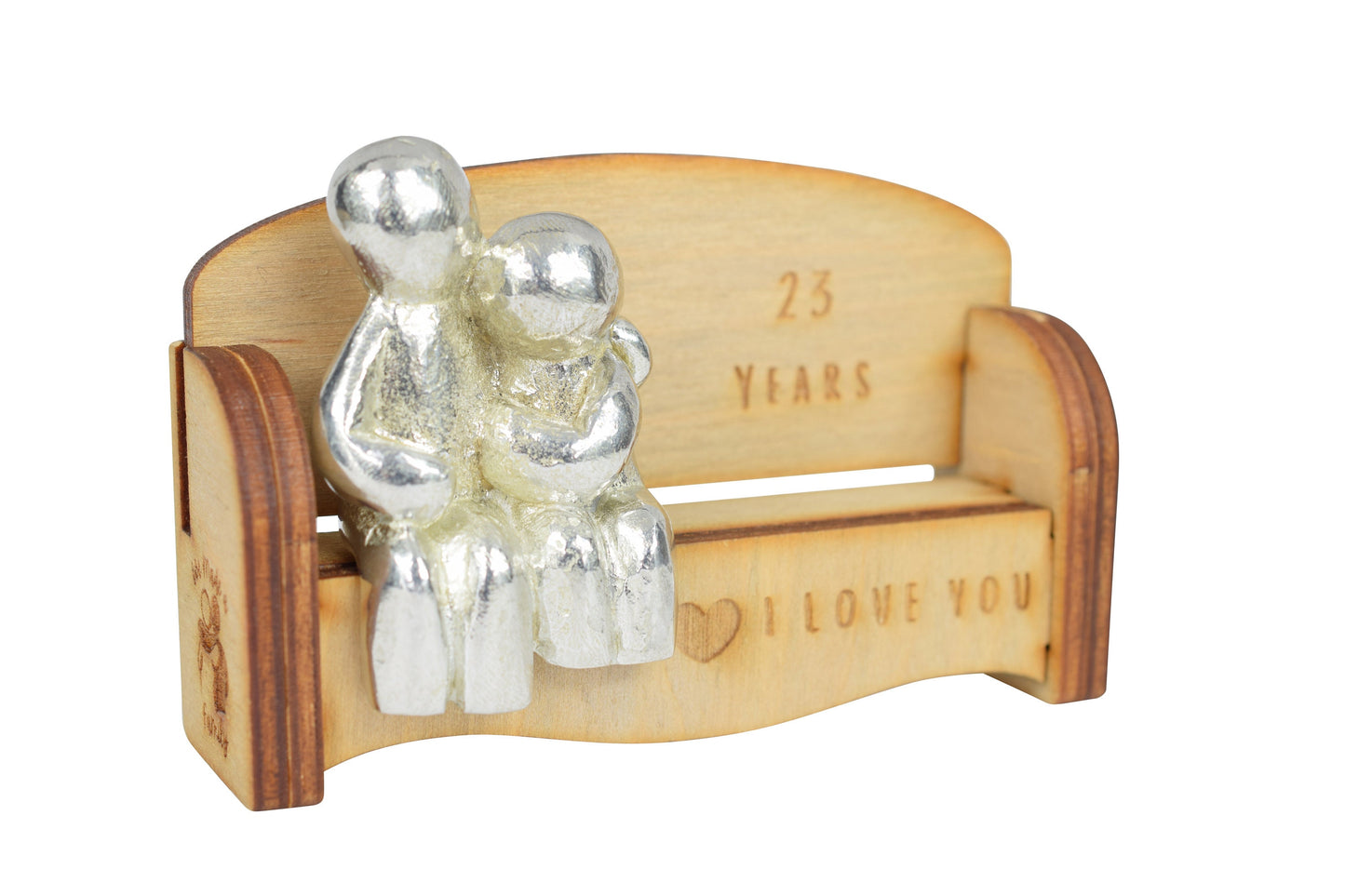 23 Years - Cuddling Couple on the Sofa | I Love You Gift | Wooden Sofa Bench | Part of the We Made a Family Range