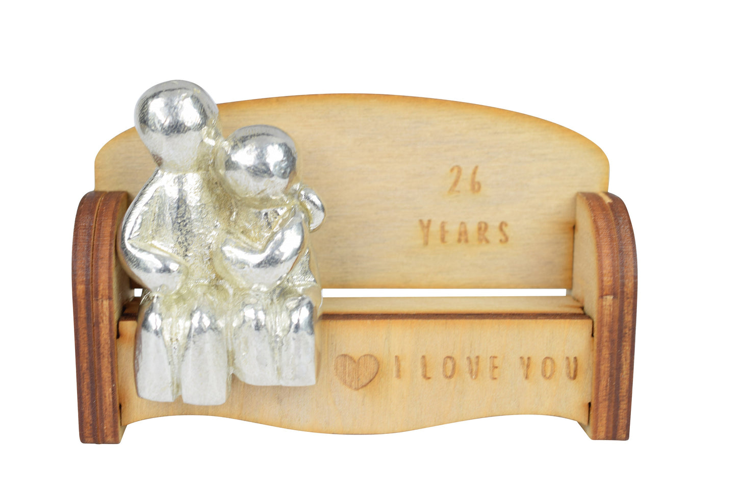 26 Years - Cuddling Couple on the Sofa | I Love You Gift | Wooden Sofa Bench | Part of the We Made a Family Range