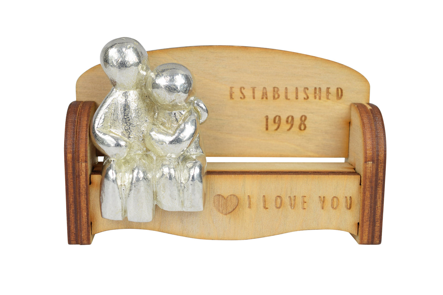 Established 1998 - Cuddling Couple on the Sofa | I Love You Gift | Wooden Sofa Bench | Part of the We Made a Family Range
