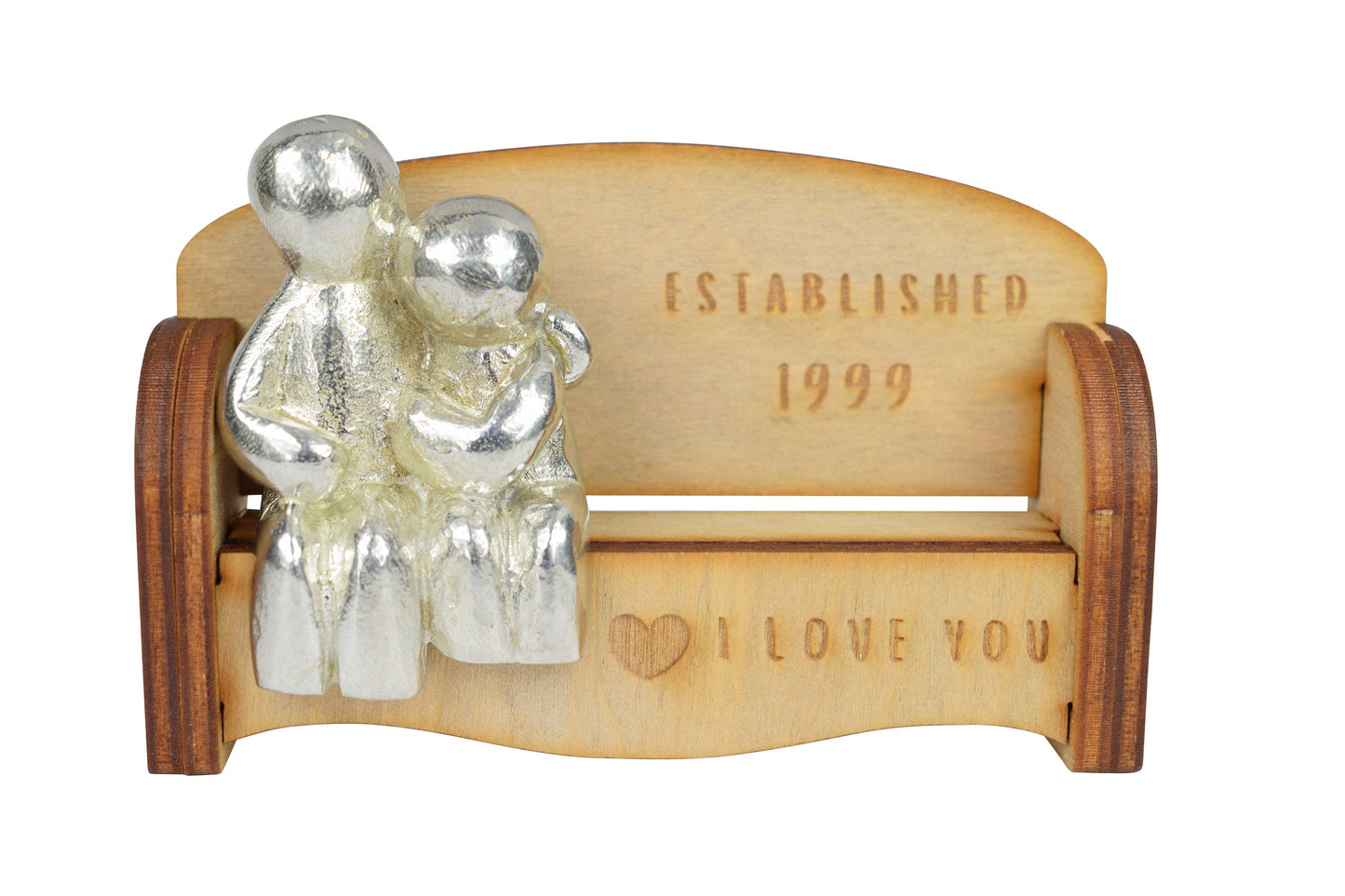 Established 1999 - Cuddling Couple on the Sofa | I Love You Gift | Wooden Sofa Bench | Part of the We Made a Family Range