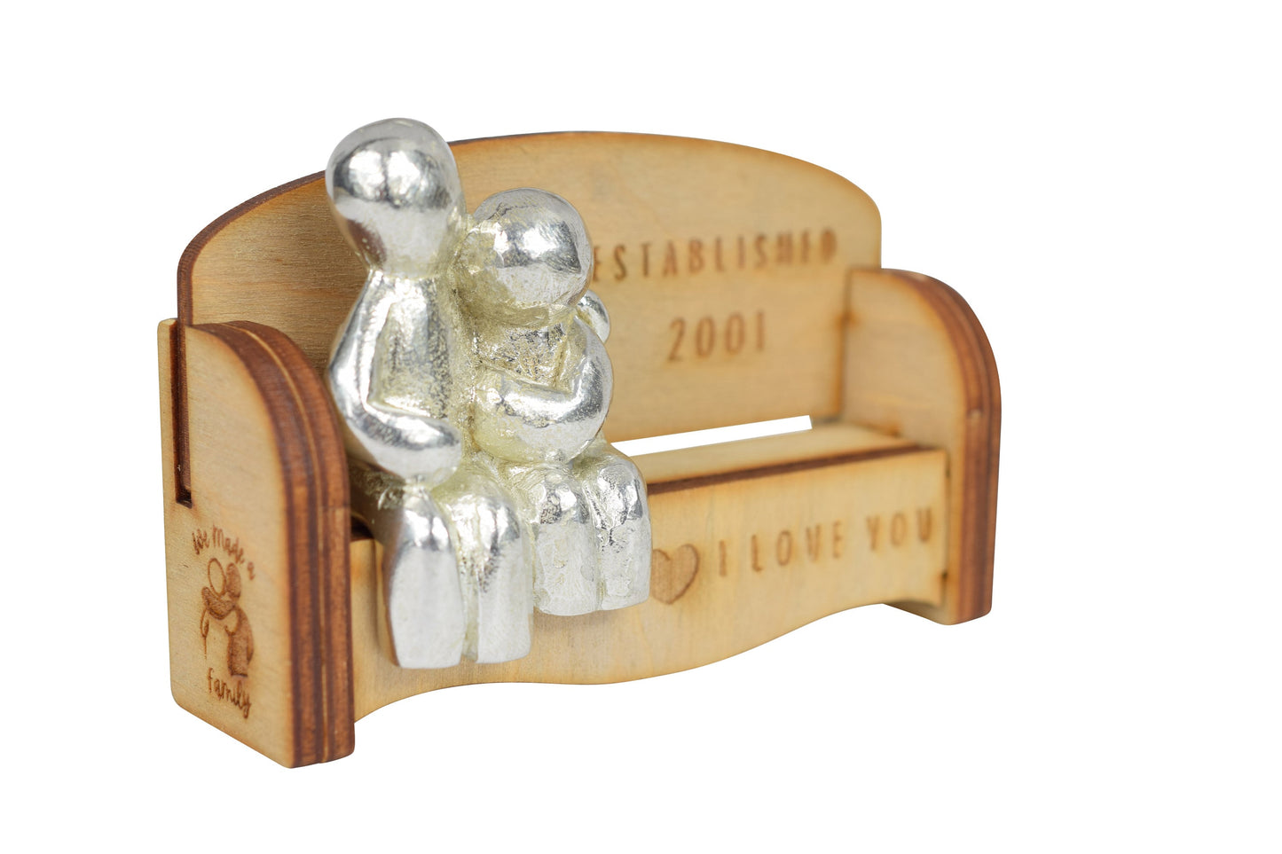 Established 2001 - Cuddling Couple on the Sofa | I Love You Gift | Wooden Sofa Bench | Part of the We Made a Family Range